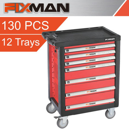 Tool Kit 130pc 7 Drawer IND Roller Cabinet with Tools