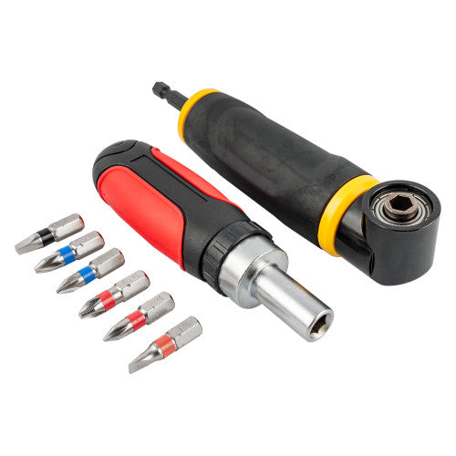 90 Degree Angle Driver 1/4 drive with Ratchet and Bits