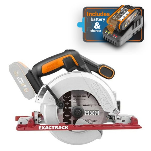 Cordless Circular Saw 165mm Exactrack 20V