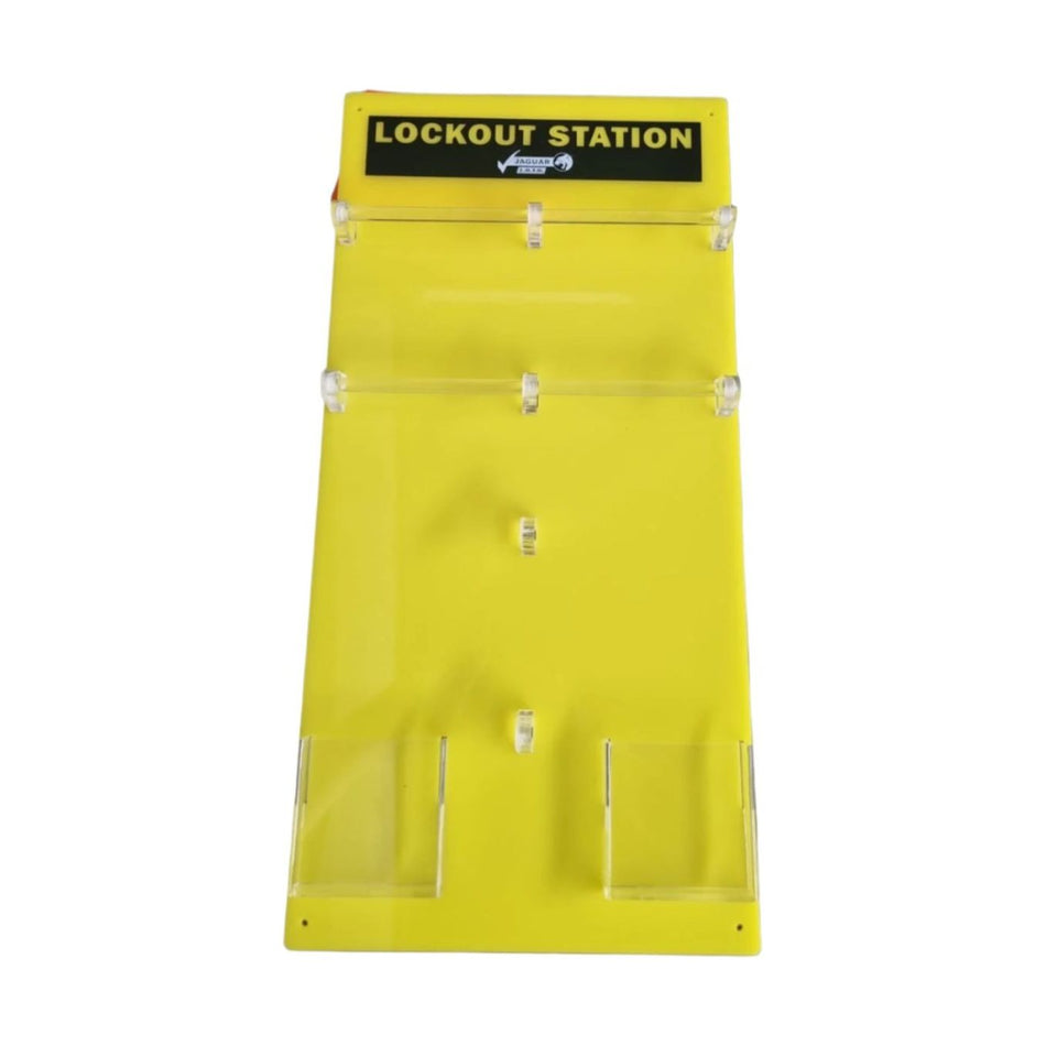 Lock out Station Board Yellow Perspex 20 lock 597x292mm